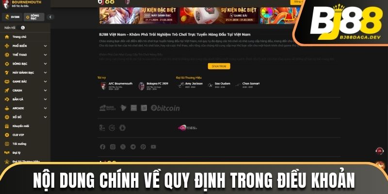 4 quy định chính được tổng hợp trong điều khoản